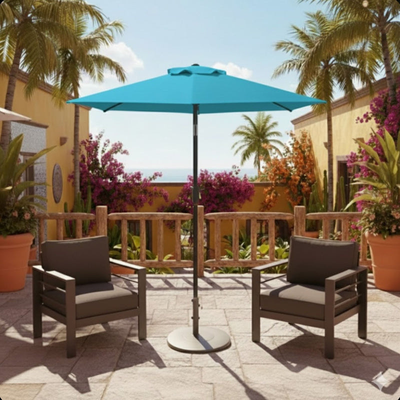 Umbrella With Crank Lift & Tilt, UV-Resistant Canopy For Patio
