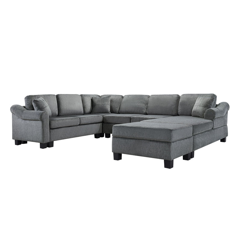 Contemporary U - Shaped Sectional Sofa With Movable Storage Ottoman
