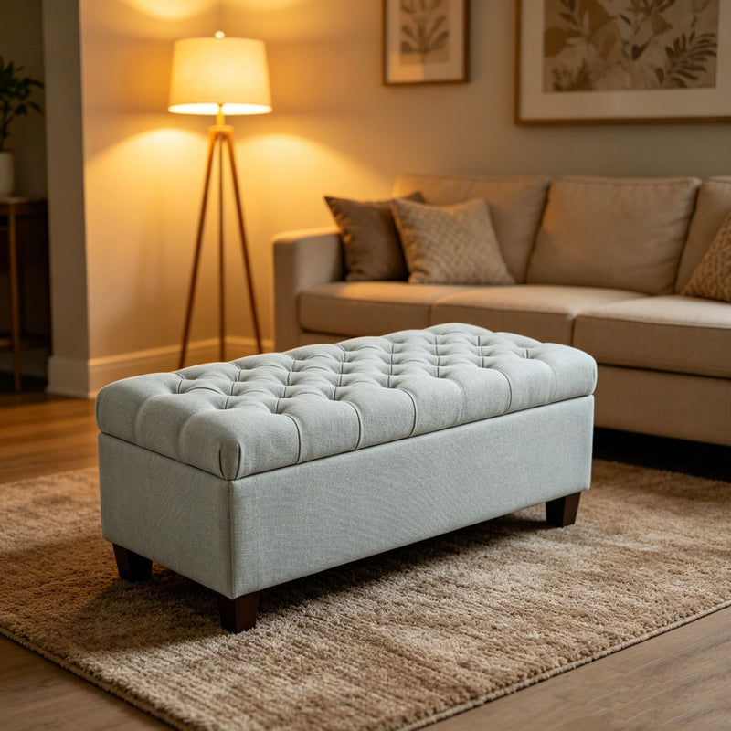 Storage Ottoman Bench With Safety Hinges
