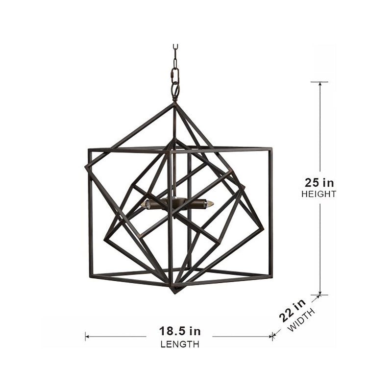 3 Light Metal Chandelier, Hanging Light Fixture With Adjustable Chain For Kitchen, Bulb Not Included - Black