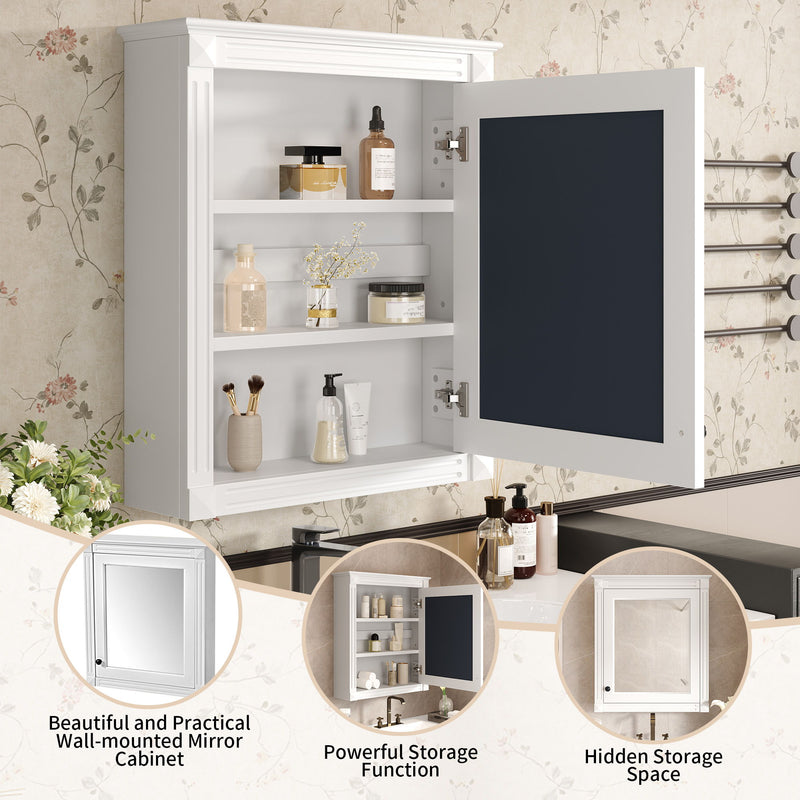 Wall Mounted Bathroom Storage Cabinet With Mirror, Medicine Cabinet With Height Adjustable Shelf