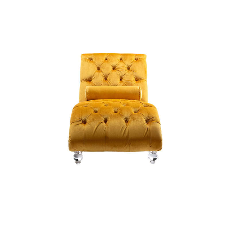 Chaise Lounge Indoor, Button Tufted Upholstered Chaise Lounge Chair With Pillow