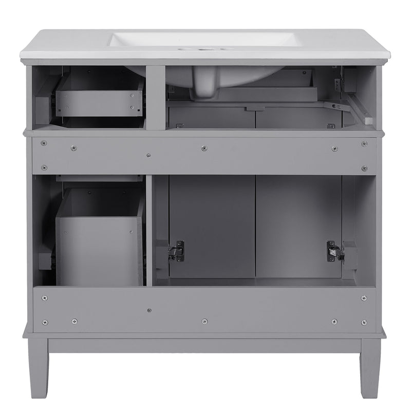 Modern Bathroom Vanity With Ceramic Sink, Soft Close Storage Cabinet