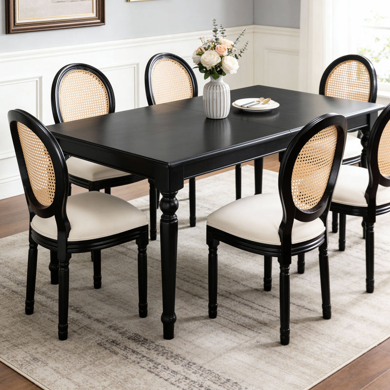 Dining Chairs, Upholstered With Round Back (Set of 2) - Black