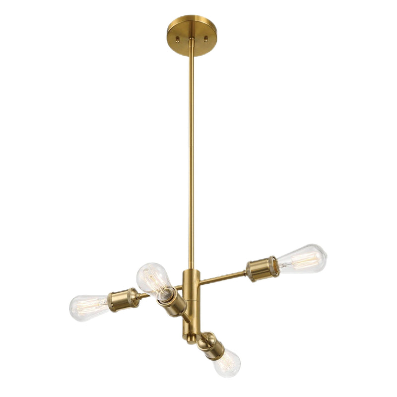 Trellis - 4 Lights Modern Gold Chandelier Vintage Pendant Fixture For Living Room - Clear / Gold
