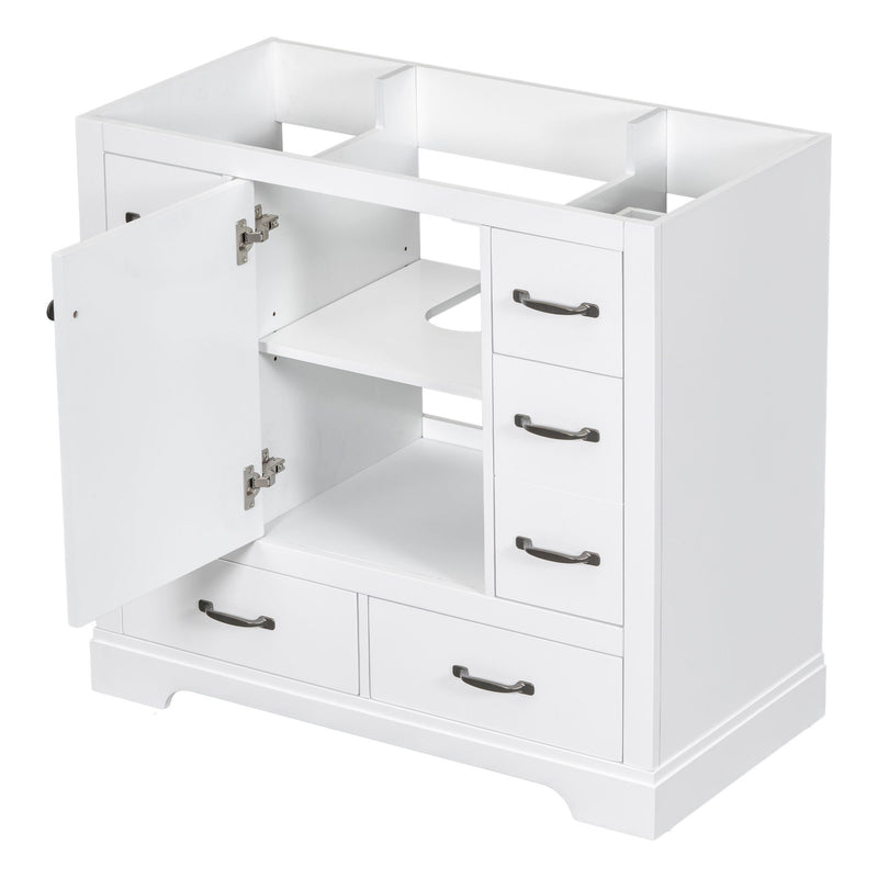 Modern Bathroom Vanity Base Only, 6 Drawer Storage With Adjustable Shelf
