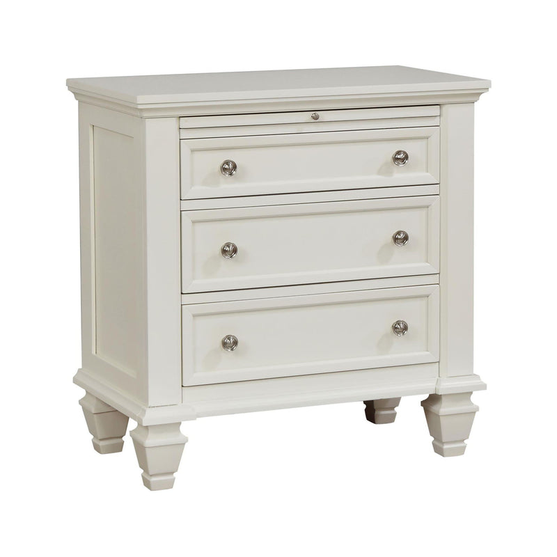 Cottage 3 Drawer Nightstand With Pull Out Tray - Cream White