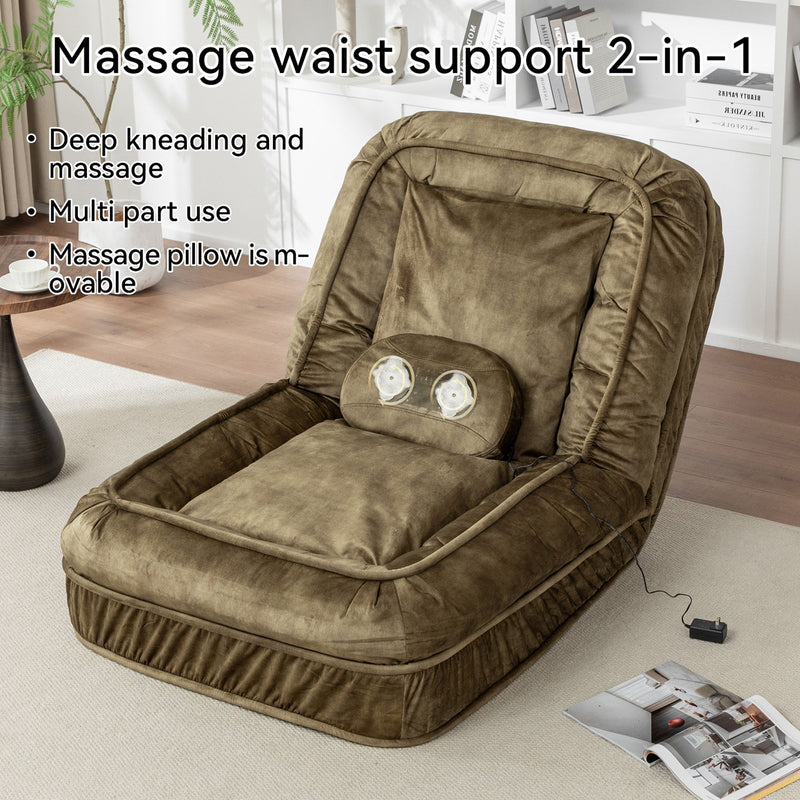 Upholstered Human Dog Bed And Pets, Bean Bag Floor Sofa With Massage Pillow, 5 Adjustable Positions & 2 Soft Pillows