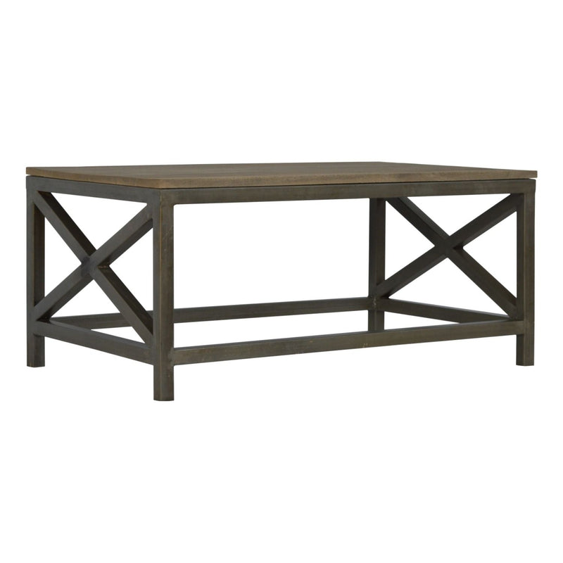 Cross Metal Coffee Table - Pewter
