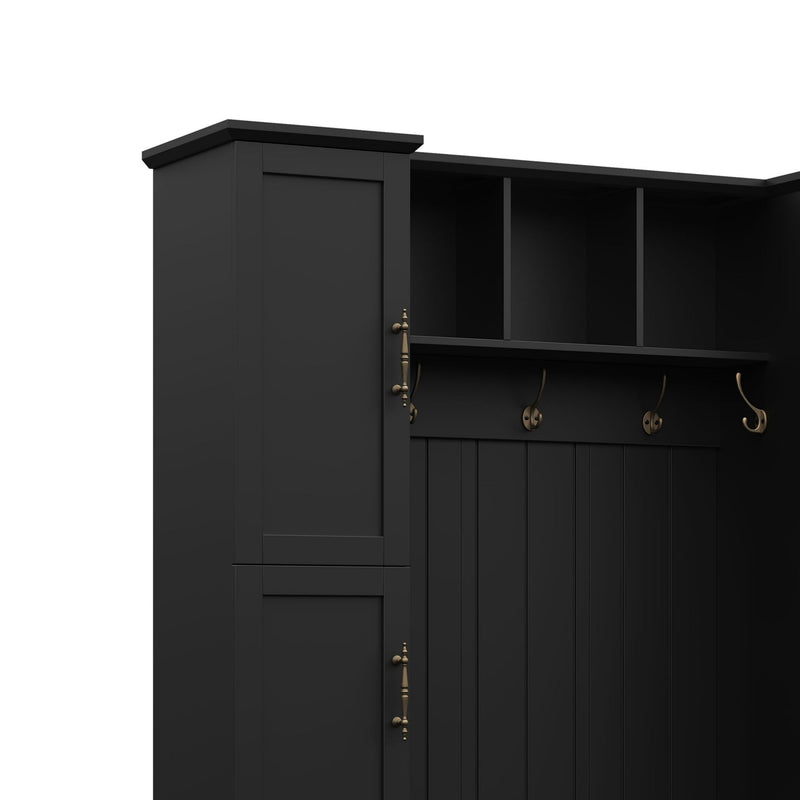 Hall Tree With 4 Side Cabinets
