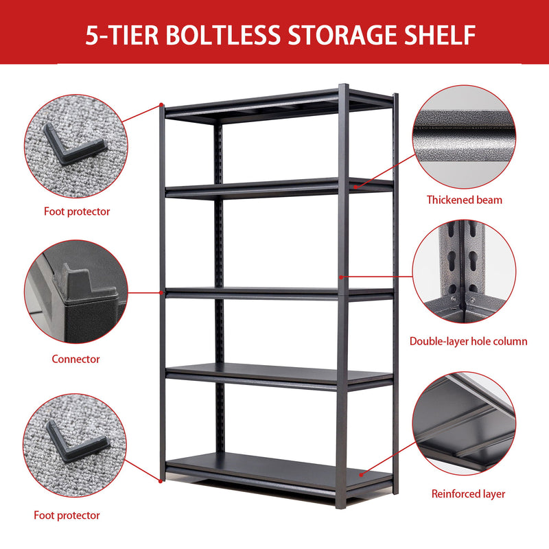 Industrial Heavy Duty Metal Garage Shelving Unit, Adjustable Storage Rack