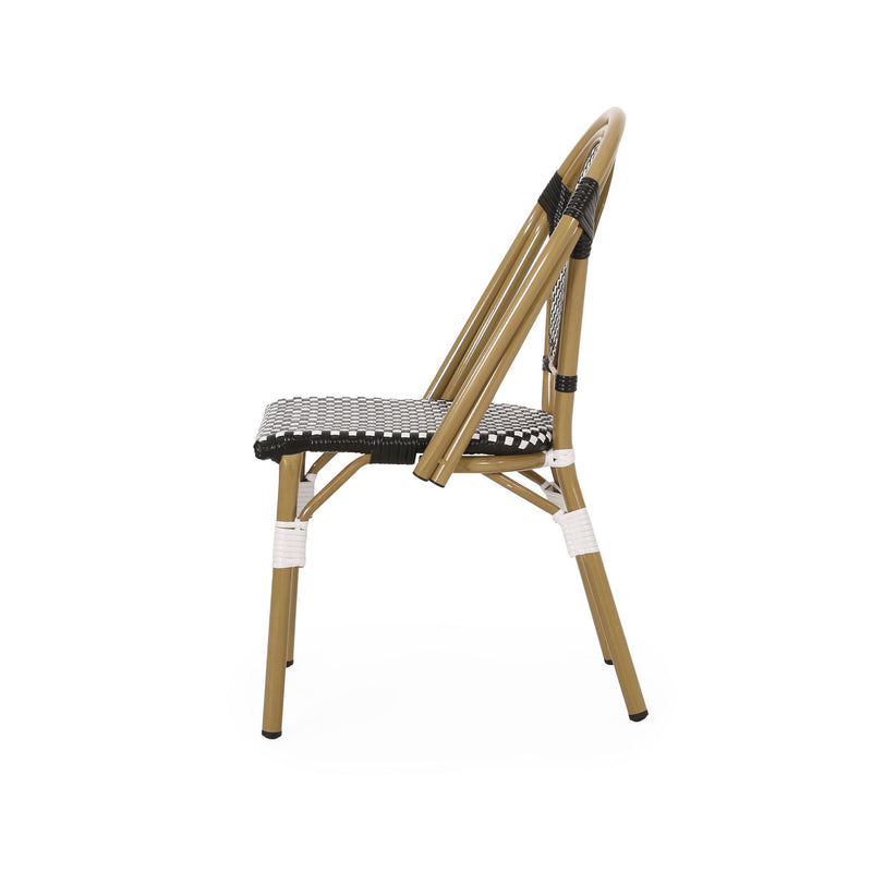 Outdoor Rattan And Aluminum French Bistro Chair Set