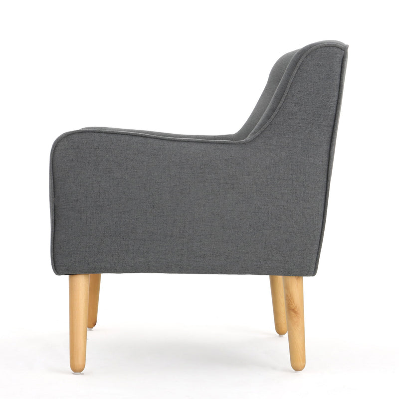 Modern Arm Chair With Tufted Back And Wooden Legs
