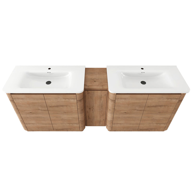 Soft Close Door Freestanding Bathroom Vanity With Sink, 1 Small Storage Cabinet