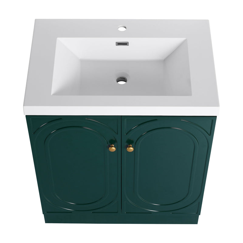 Contemporary Freestanding Bathroom Vanity With Resin Sink & Soft-Close Cabinet Doors