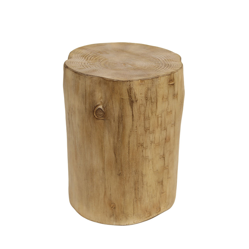 Hand Painted Wood Stump Style Outdoor Side Table - Light Brown
