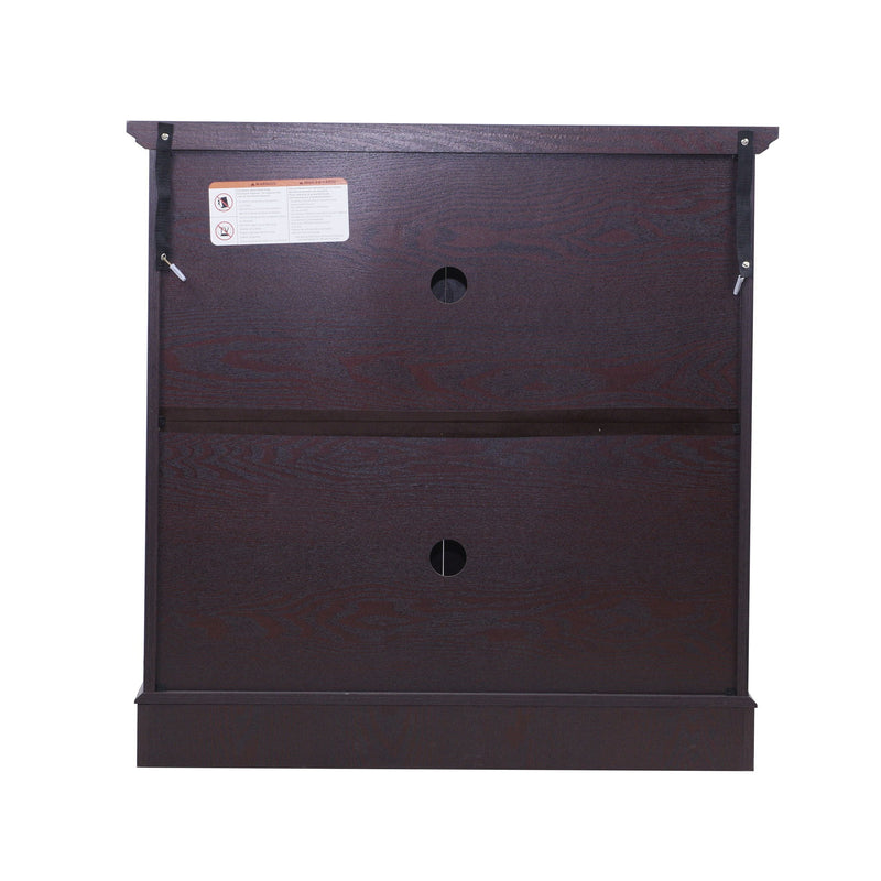Modern Sideboard With Tempered Glass Doors - Ox Blood Red