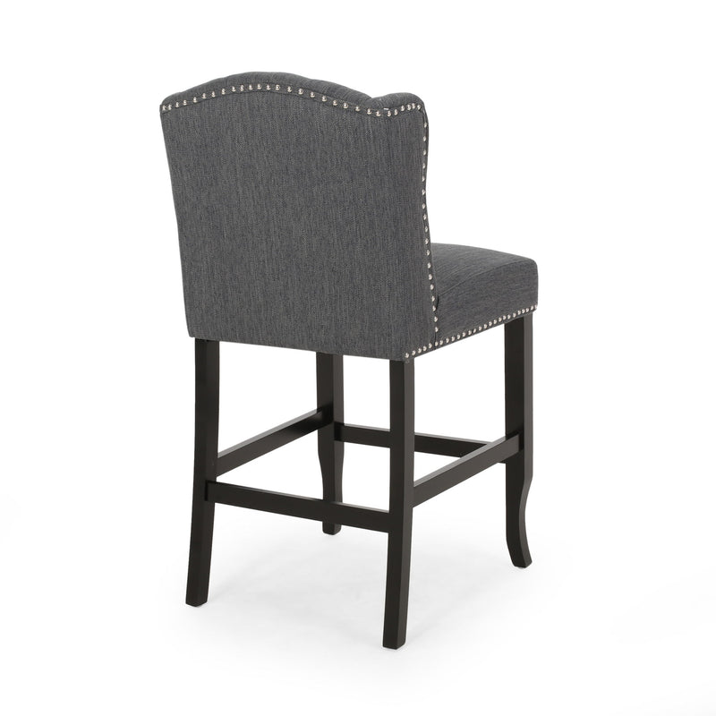 Vienna - Fabric Tufted Counter Stool With Nailhead Accents (Set of 2)