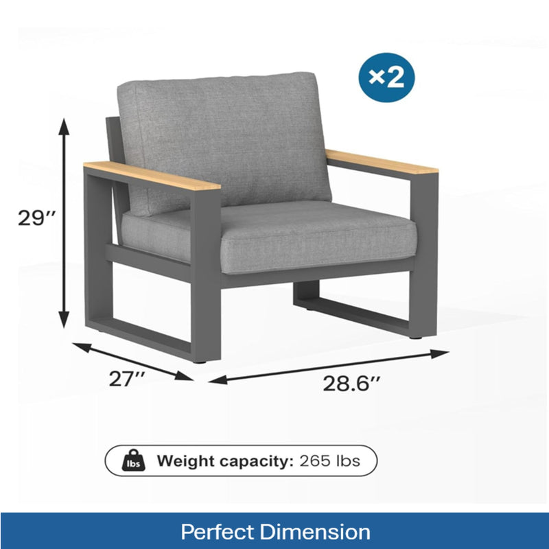 All-Weather Patio Armchairs With Thick Cushions (Set of 2)