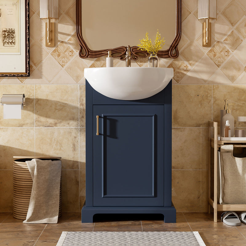 20" Bathroom Vanity With Bulged Sink, Freestanding Single Vanity Set, Soft Close Door