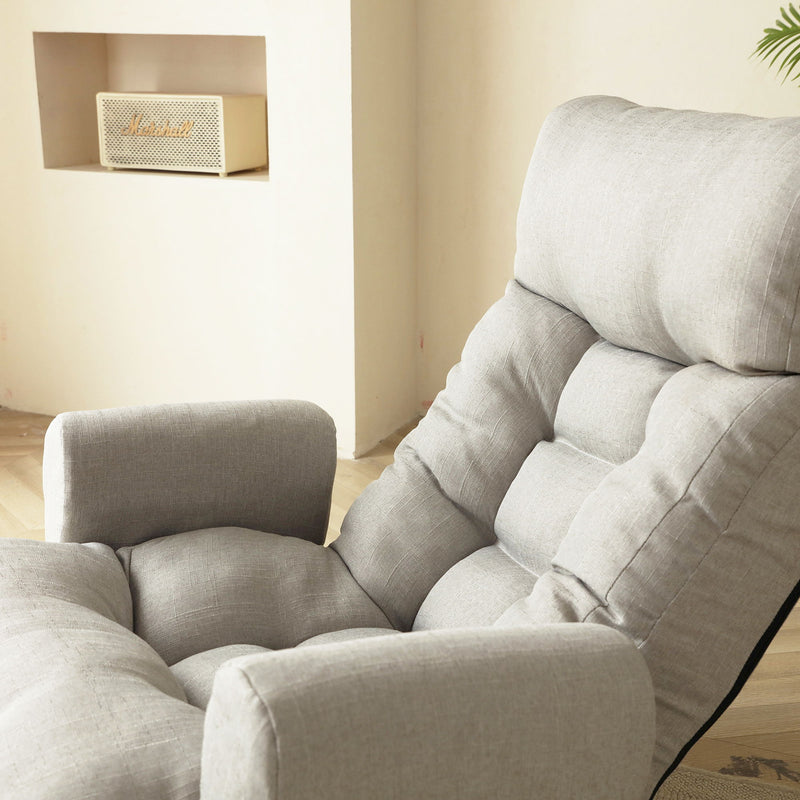 Modern With Metal Frame Swivel Game Lounge Chair With Adjustable Headrest And Waist Support, 360 Degree Rotatable Leisure Chair For Living Room - Gray