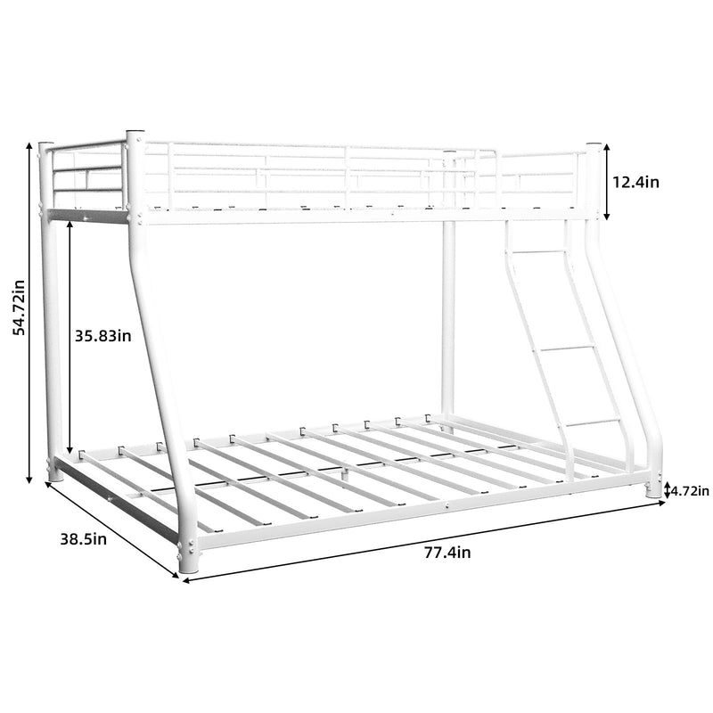 Bunk Bed Frame With Ladder And Guardrail, Heavy Duty Noise Free Design Metal Construction