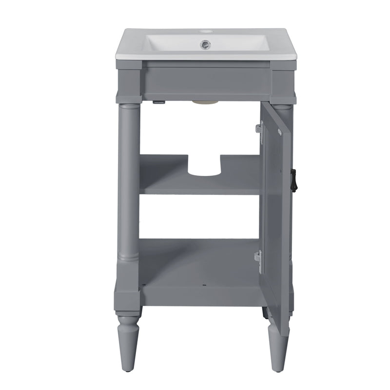 Bathroom Vanity With Sink, Storage Cabinet With Door, Drop In Sink, Compact Freestanding Design