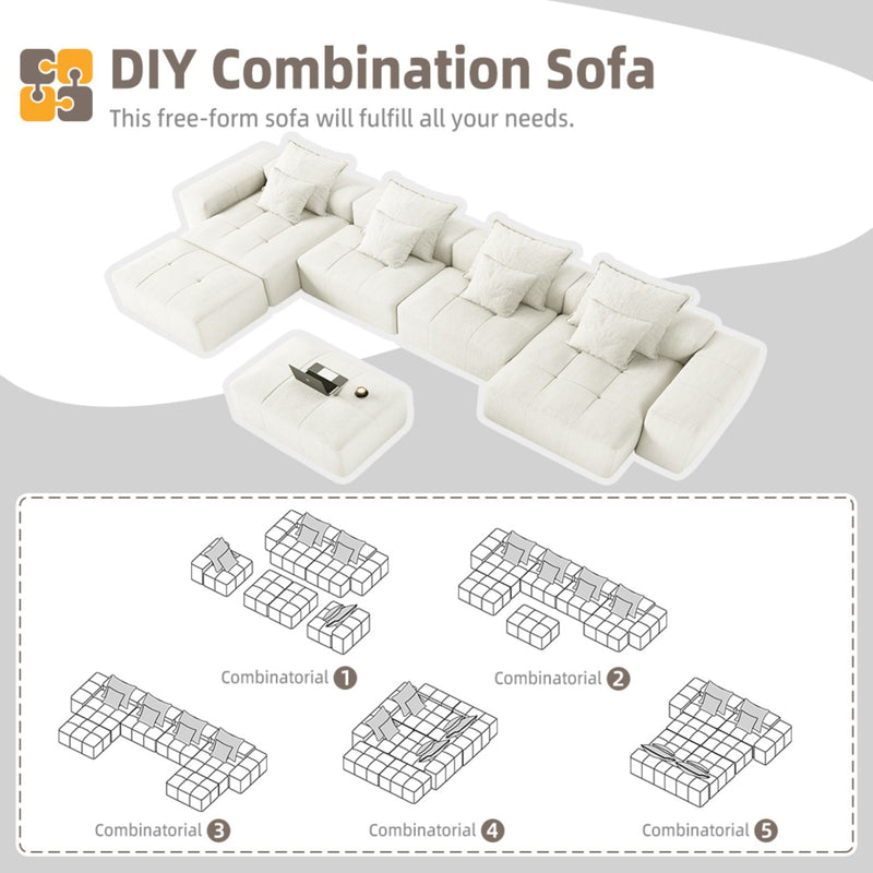 Modern Oversized Diy Combination Modular Sectional Sofa With Pillows