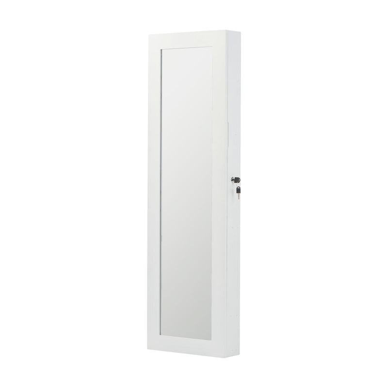 Jewelry Armoire Organizer With Full Length Mirror, Wall Mounted Lockable Cabinet With LED Light