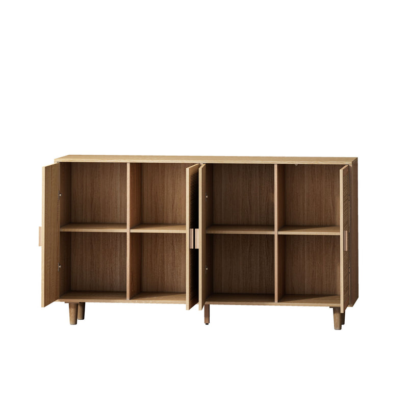 Elegant And Functional Rattan Decorative Storage Cabinet With 4 Doors