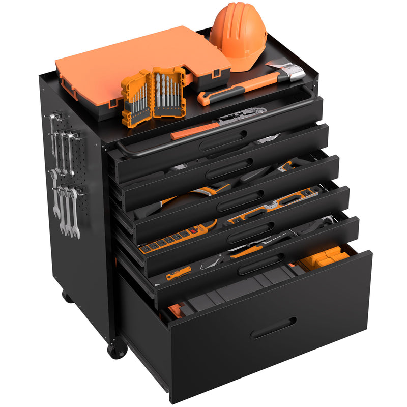 Rolling Tool Cabinet Heavy Duty Garage Storage With Lockable Doors & Drawers