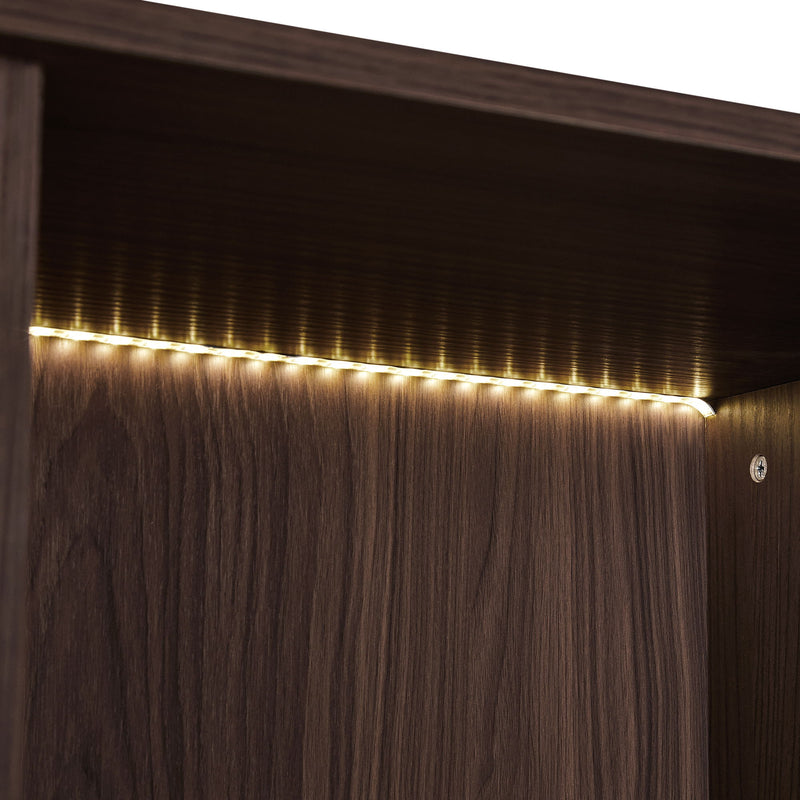 Modern Minimalist Style LED Curio Cabinet With Tempered Glass Door, Metal Legs