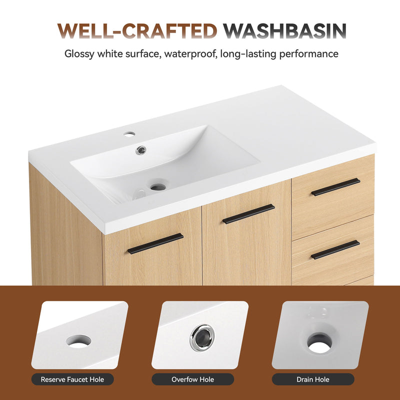 Wall Mounted Floating Bathroom Vanity With Sink, Door & Drawers Modular Cabinet