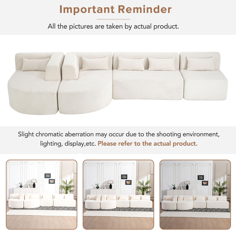Upholstered Sofa Free Combined Sofa Couch With 2 Chaise Lounge And Five Back Pillows For Living Room