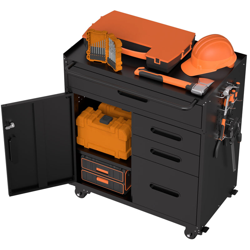 Rolling Tool Cabinet Heavy Duty Garage Storage With Lockable Doors