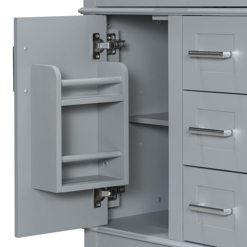 Modern Bathroom Vanity With Sink, Flip Drawer & 3 Drawers, Soft Close Hinges, Adjustable Shelf