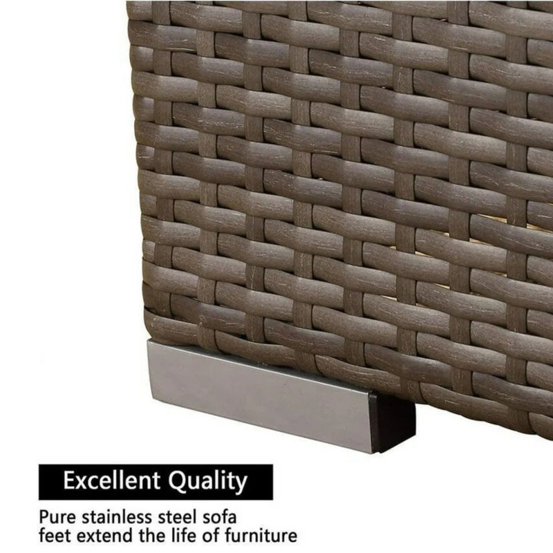 2 Piece Patio Loveseat Set With Thick Cushions, Outdoor Sectional Sofa For Balcony - Blue / Brown