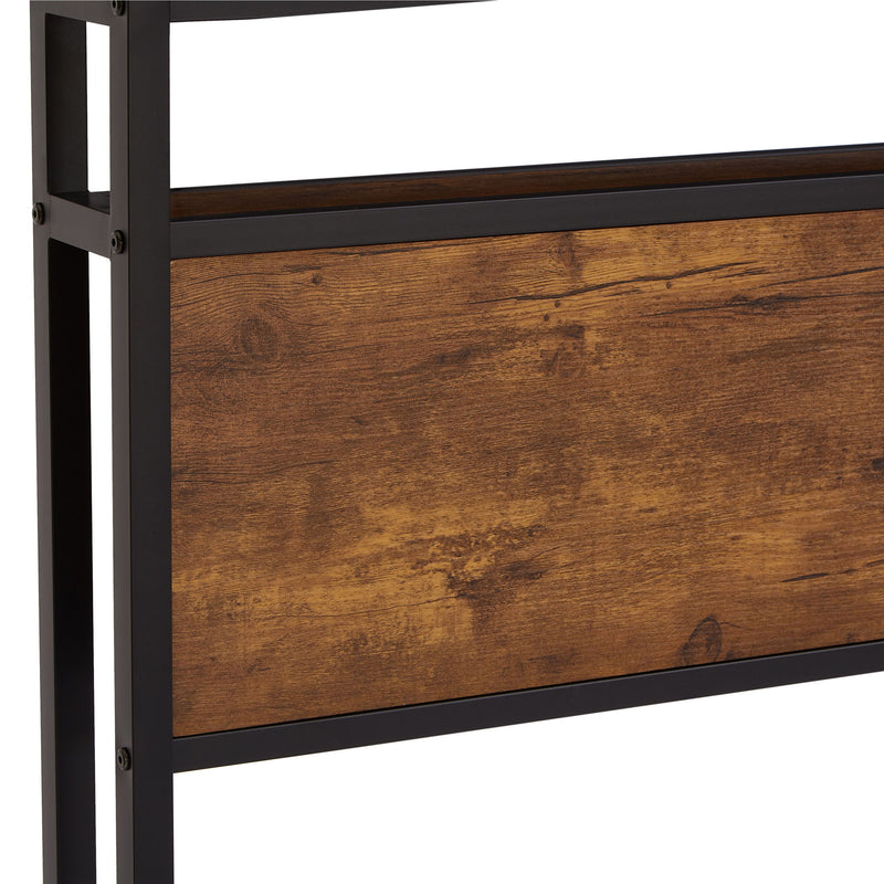Modern Metal Platform Bed Frame With Wooden Headboard And Footboard, USB Charging Station, LED Lights, 2 Drawers