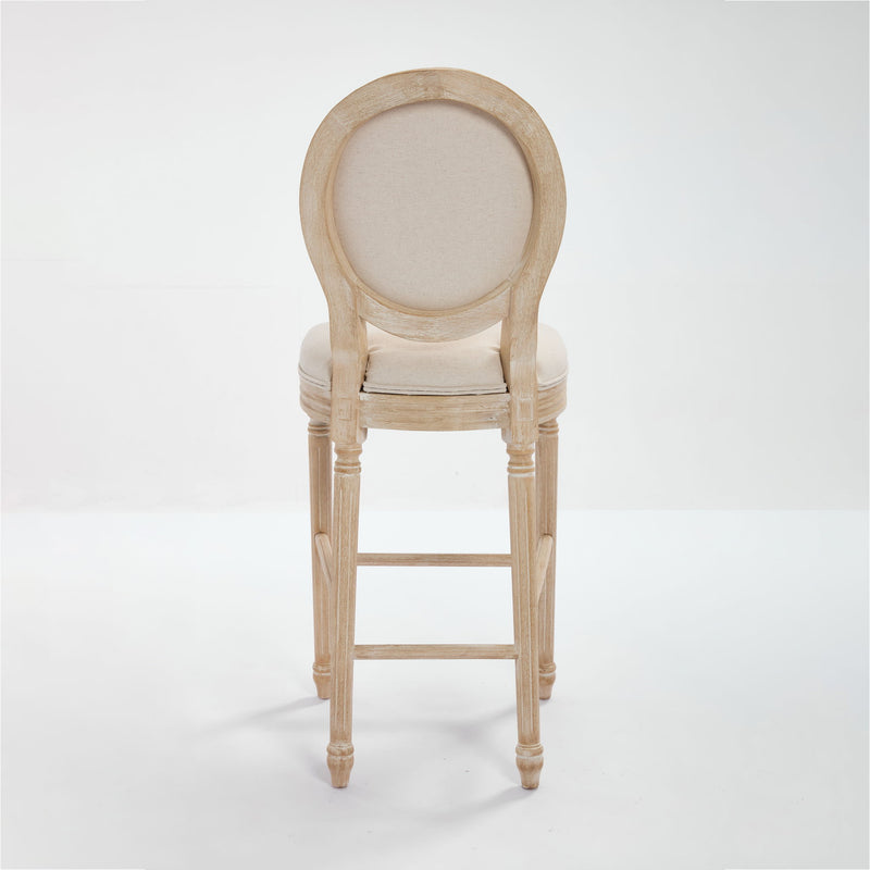 30'' Height Upholstered Bar Chairs With Round Back (Set of 2) - Beige