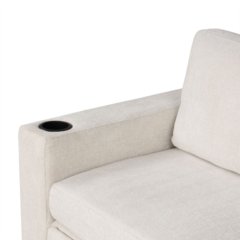Modern U-Shaped Sectional Sofa Convertible Pull-Out Sofa Bed With USB Ports And Cup Holders