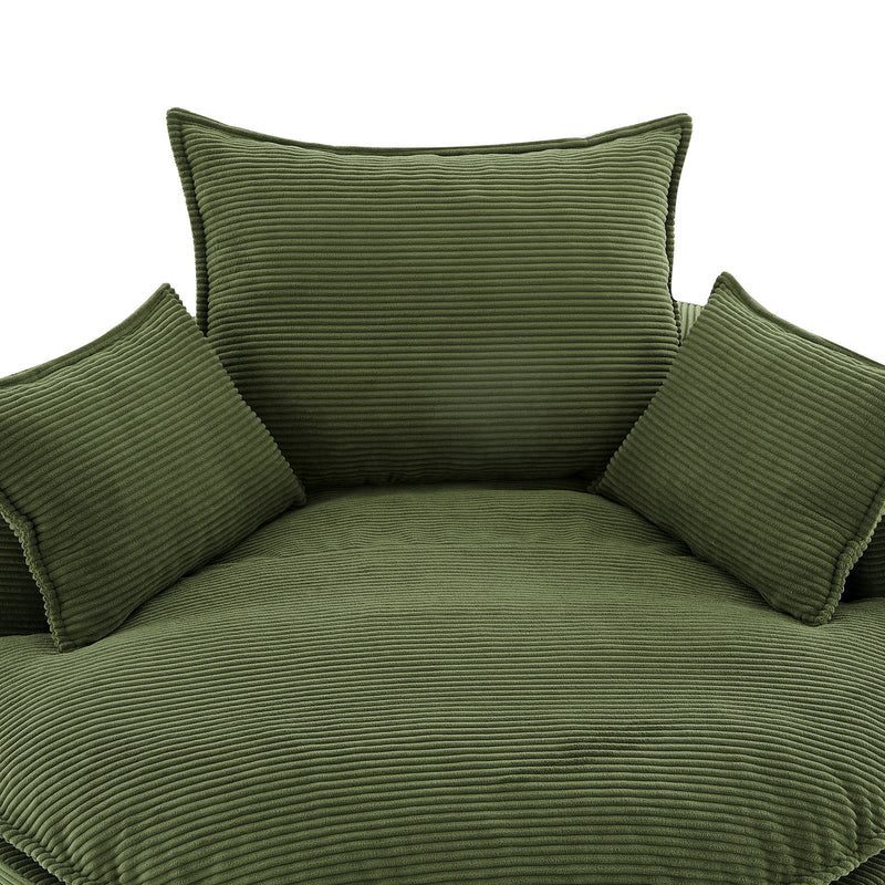 360° Swivel Accent Barrel Chair With Dual Layer Cushion And 3 Removable Pillows