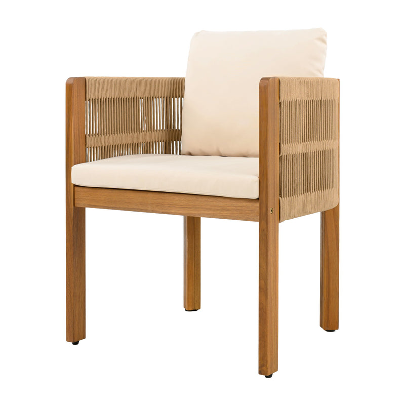 Outdoor Dining Chairs With Rope Handles (Set of 2)