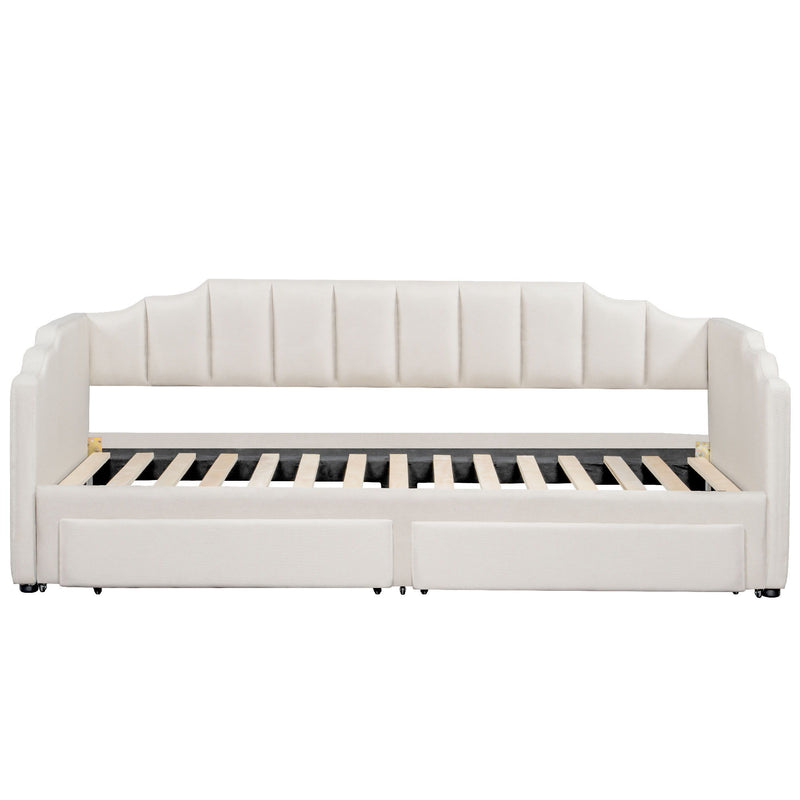 Extendable Daybed With LED Light And 2 Storage Drawers