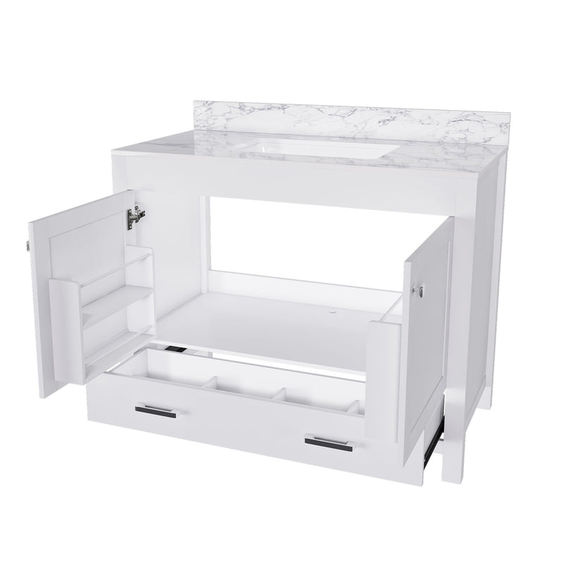 43" Bathroom Vanity, Multi Functional Cabinet - White