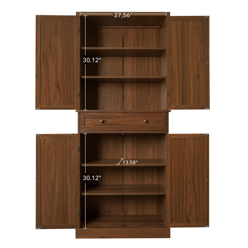 4 Door Storage Cabinet With 1 Drawer, With 4 Adjustable Inner Shelves
