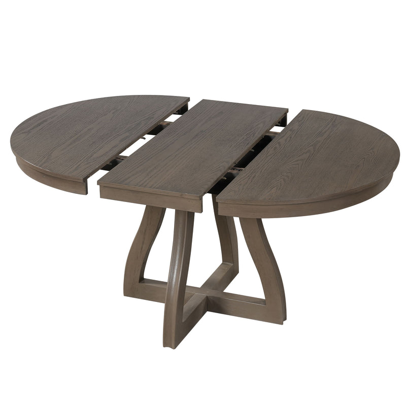 Round Extendable Dining Tabl, Middle Leaf, Curved Legs