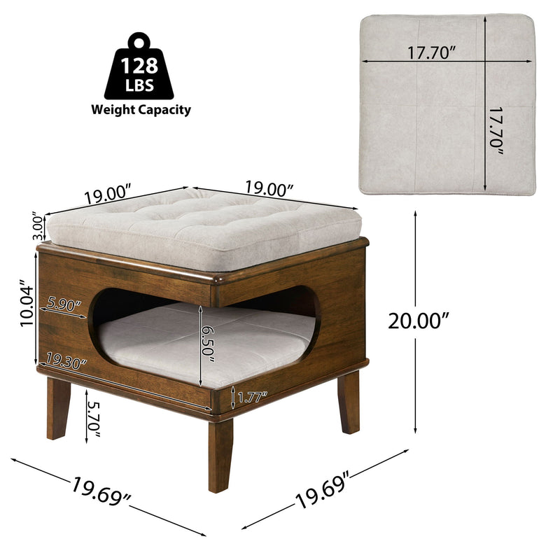 Letitia - Cat Bed Ottoman - Walnut