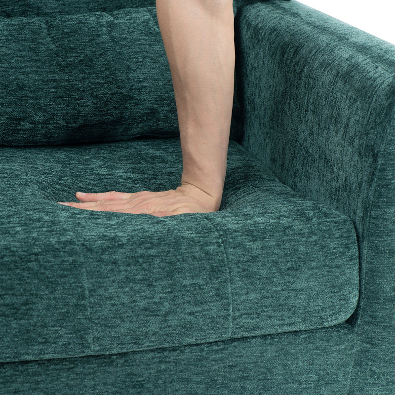 Modern Accent Chair, Arm Chairs For Living Room, Upholstered Mordern Armchair, Comfy Soft Padded Lounge Chair In Small Space, Bedroom, With Pillow, Solid Wood Leg