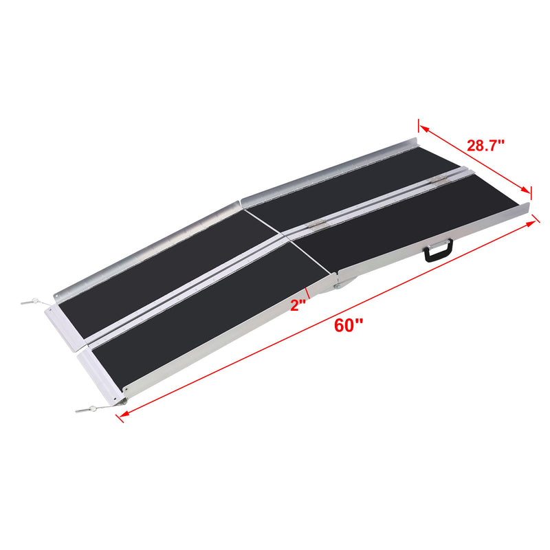 Portable And Foldable Wheelchair Ramp With Non Skid Surface
