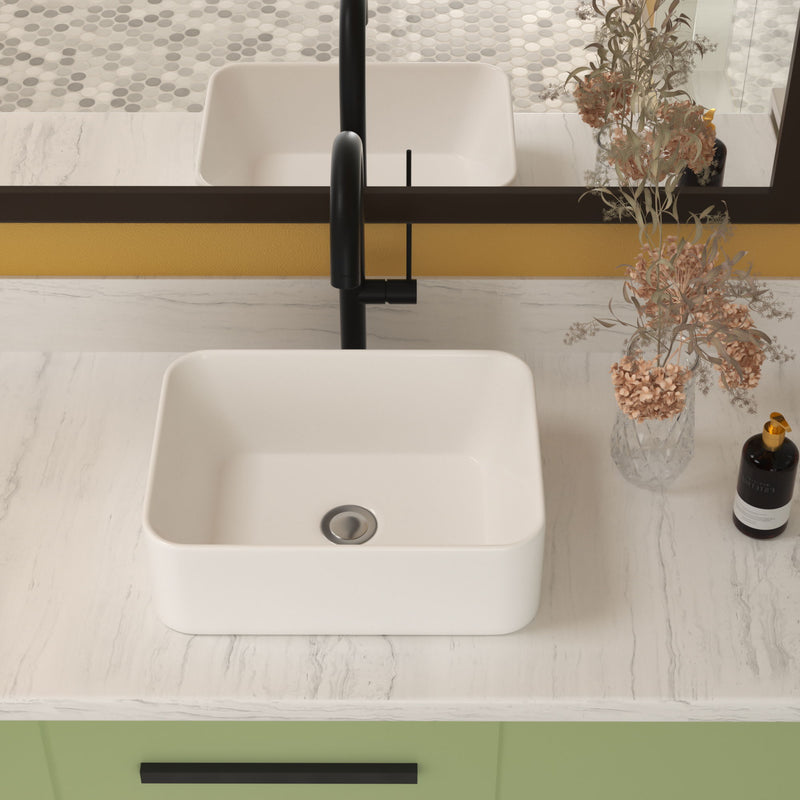 Sleek Ceramic Rectangular Vessel Bathroom Sink